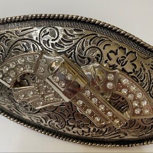 Double guns belt buckle stainless steel crystals